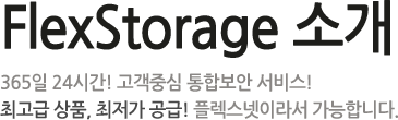 FlexStorage 소개 - 365일 24시간! 고객중심 통합보안 서비스! 최고급 상품, 최저가 공금! 플렉스넷이라서 가능합니다.